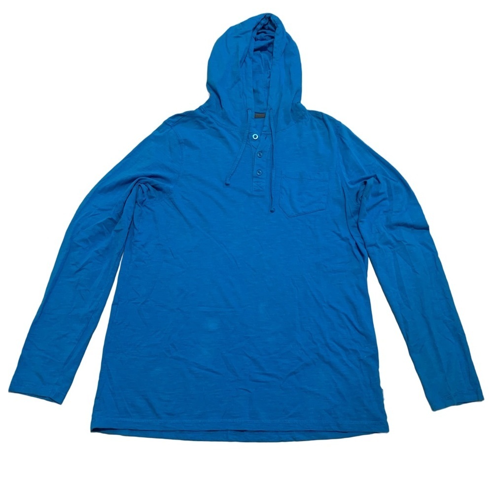 Firefly Men's Blue 100% Cotton Hooded Henley Long Sleeve Shirt - XL